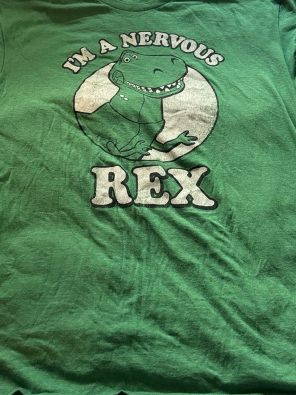 Green "I'm a Nervous Rex" Graphic Reptile-Themed Tee
